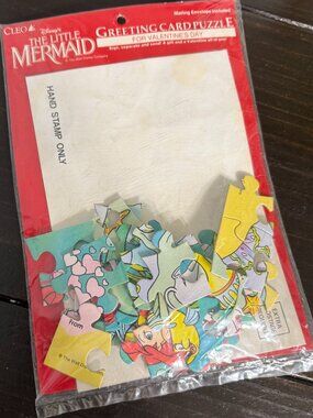Vintage Cleo Disney Greeting Card Puzzle For Valentine's Day The Little Mermaid